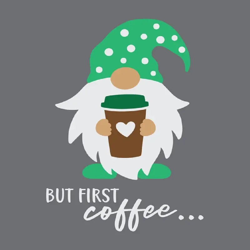 Food And Beverage, Coffee Gnome Fabric Panel - Gray