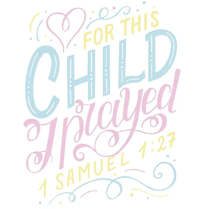 For This Child I Prayed Fabric Panel - Pink