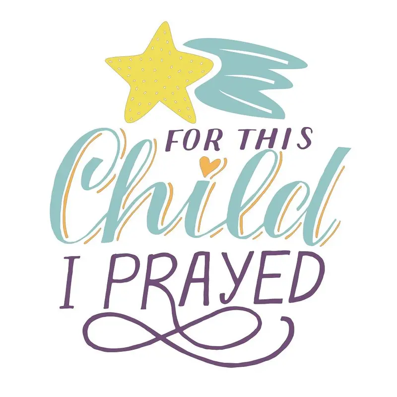 For This Child I Prayed Fabric Panel - Purple
