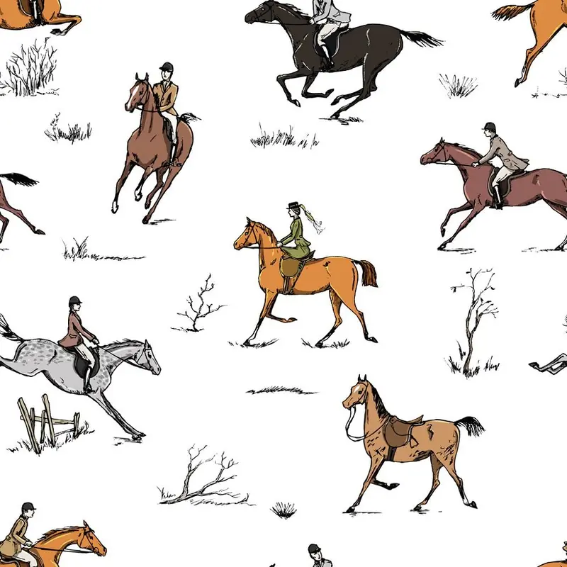 Fox Hunting on Horses Fabric