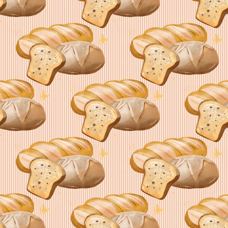 Fresh Baguettes on Vertical Striped Fabric - Peach