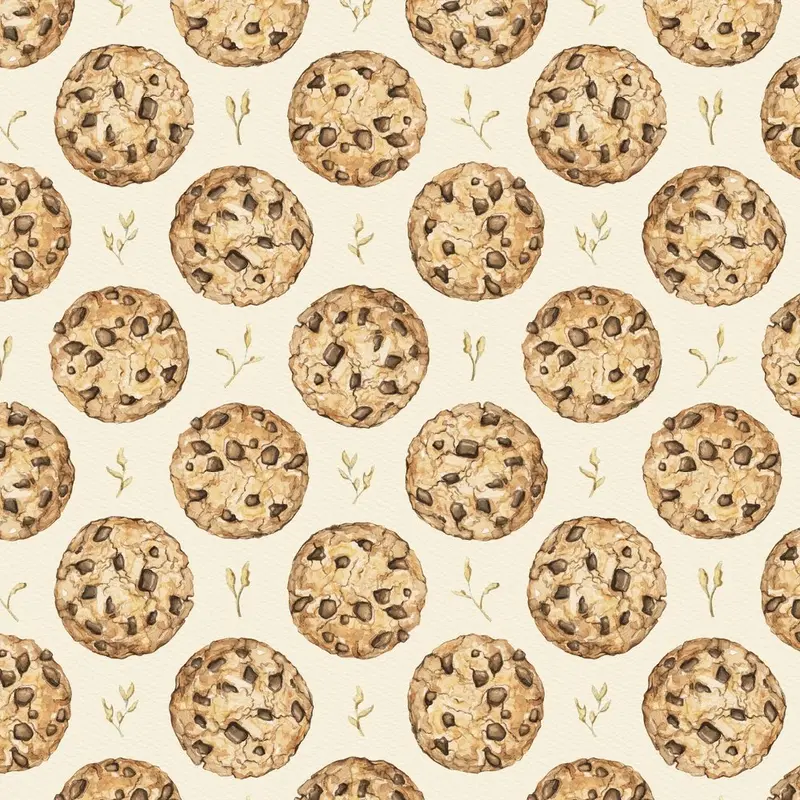 Fresh Baked Chocolate Chip Cookies Fabric - Tan
