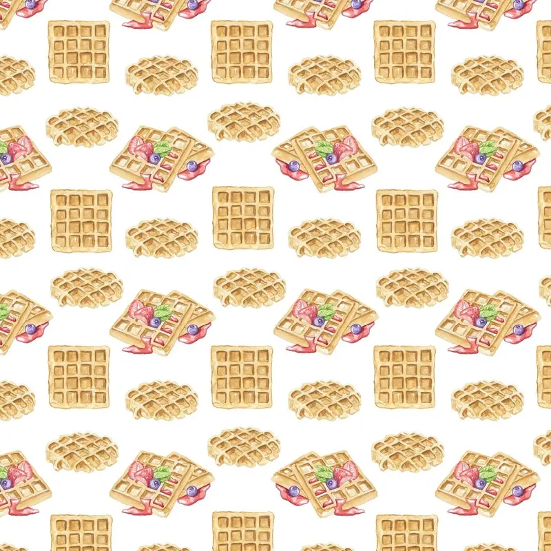 Fresh Berries & Waffles Fabric - White
