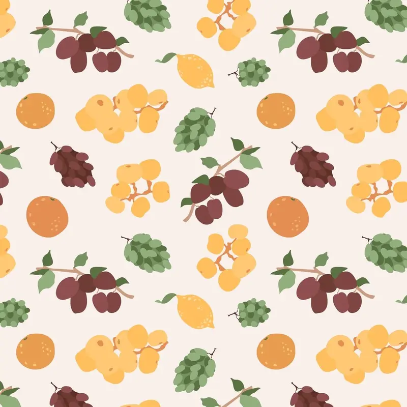 Fresh Fruits on Branches Fabric - Tan