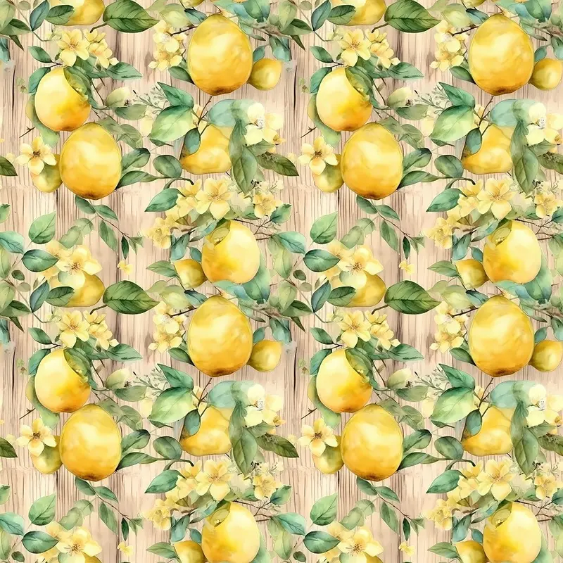 Fruits & Wood Planks Pattern #10 Fabric