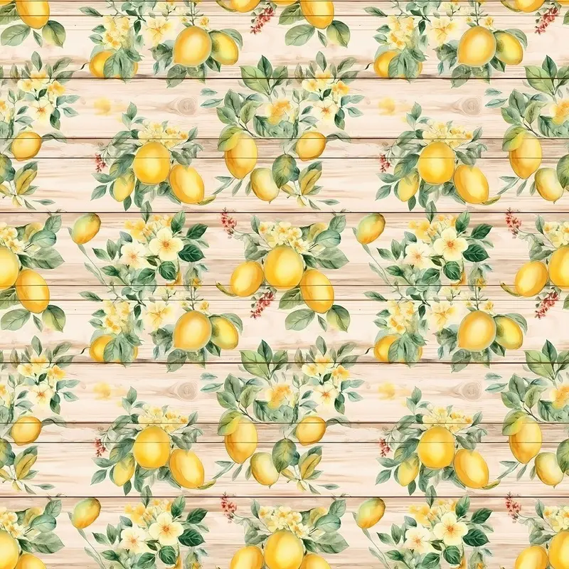 Fruits & Wood Planks Pattern #8 Fabric