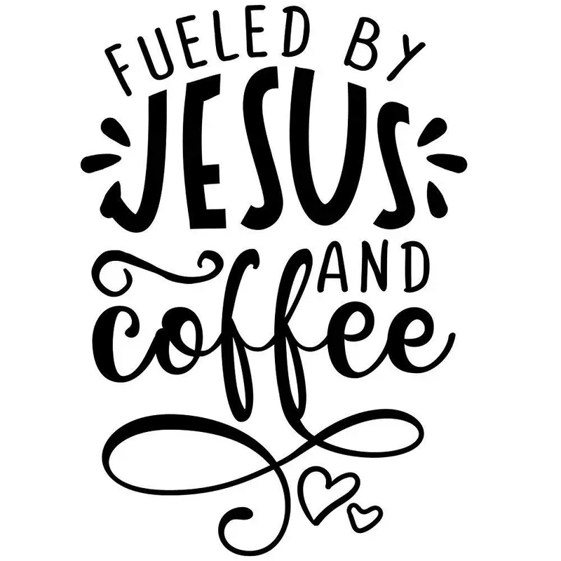 Fueled By Coffee & Jesus Fabric Panel - White