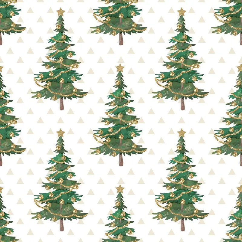 Christmas Trees & Triangles Fabric - Tan