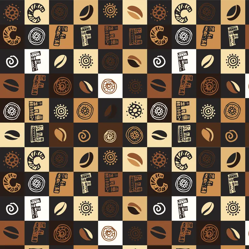 Coffee Collage Fabric - Brown