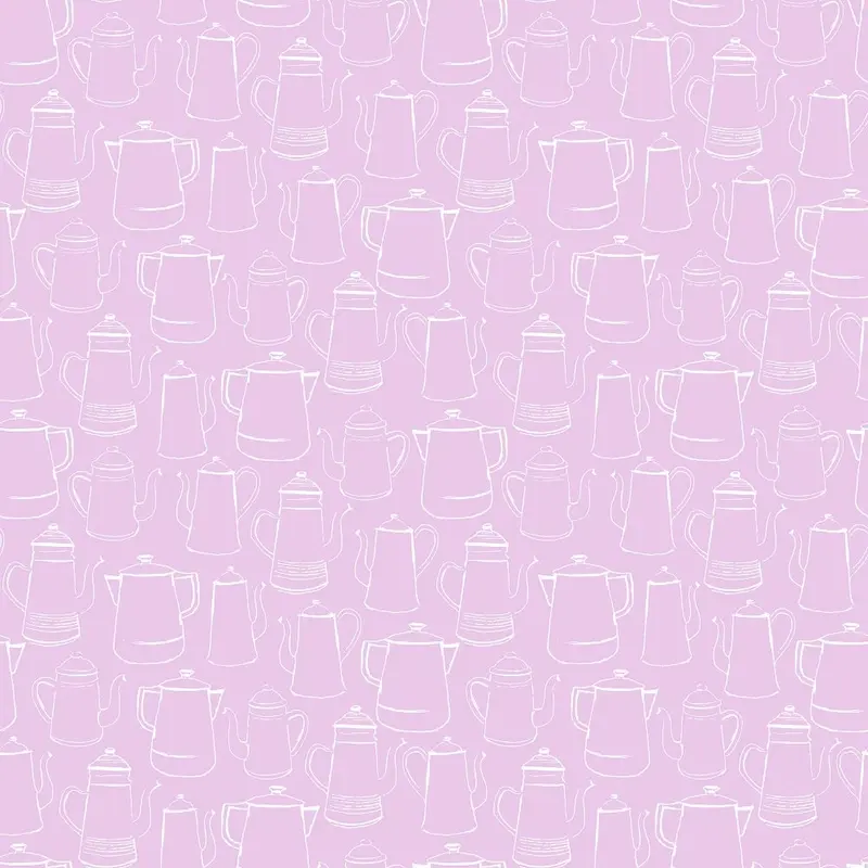 Coffee Lover Sketched Pots Fabric - Lilac