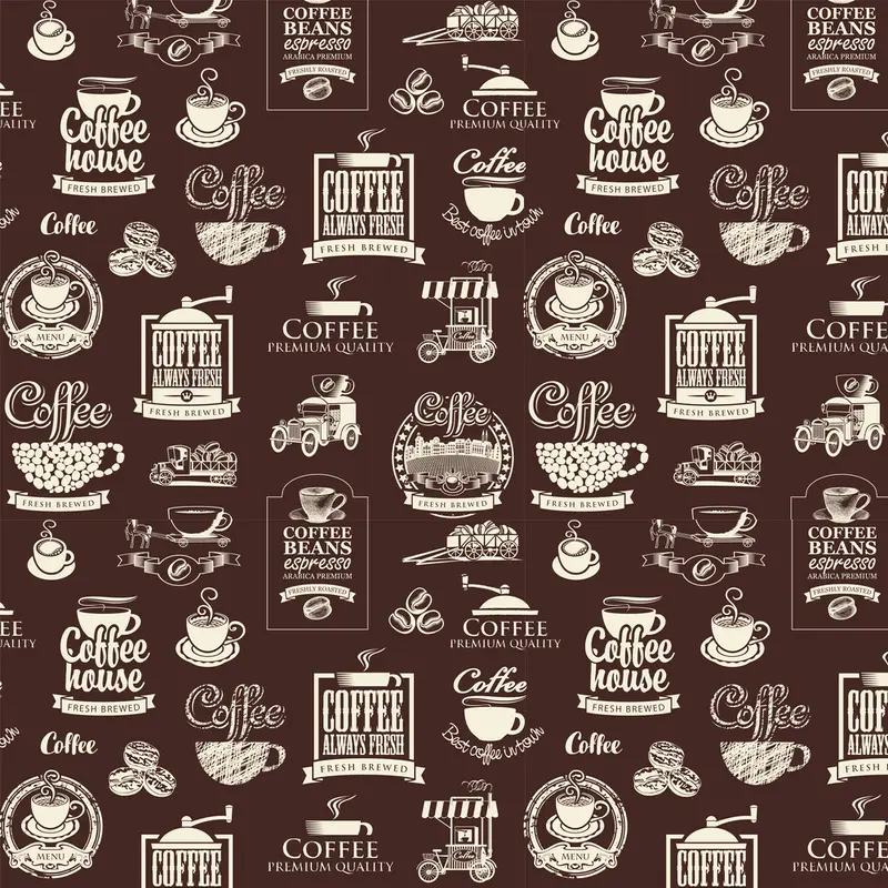 Coffee Theme Fabric - Brown