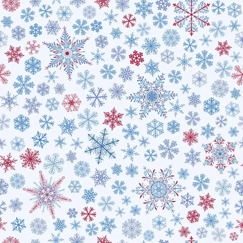 Complex Snowflakes #2 Fabric - Blue/Red