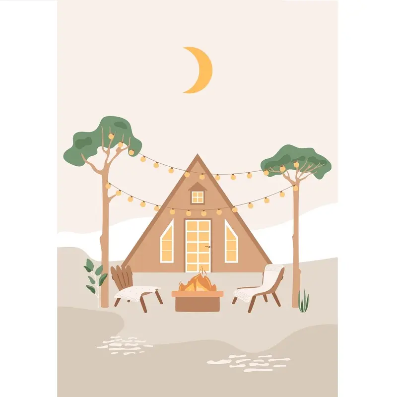 Countryside Cabin Fabric Panel