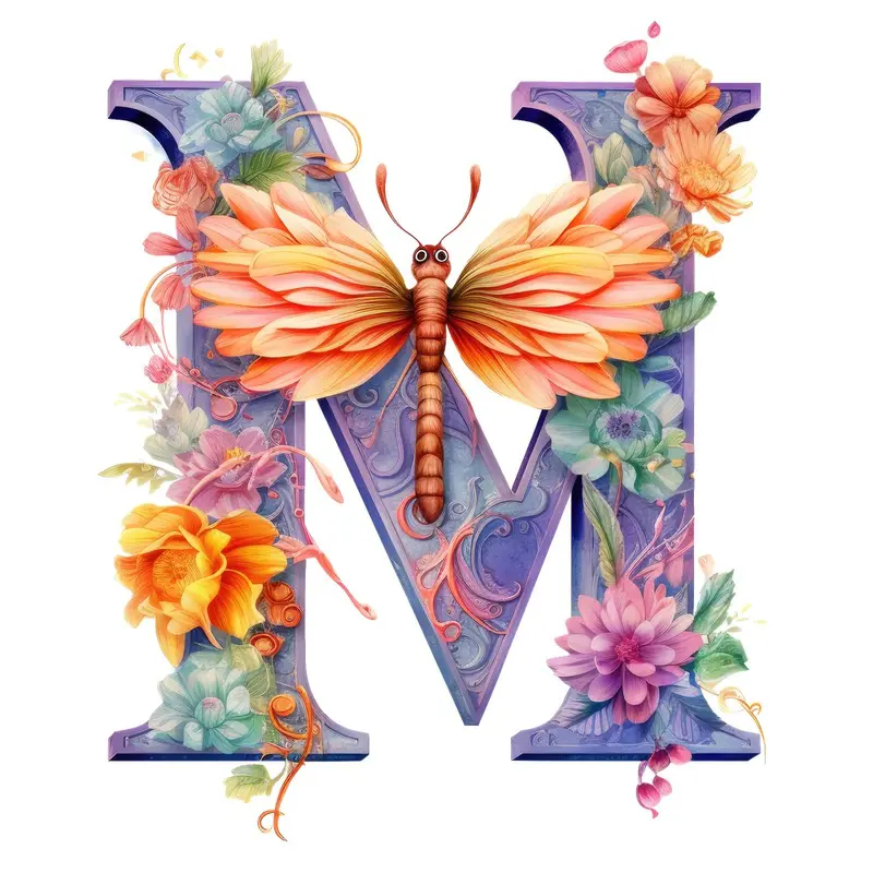 Dragonfly Flower ''M'' Fabric Panel