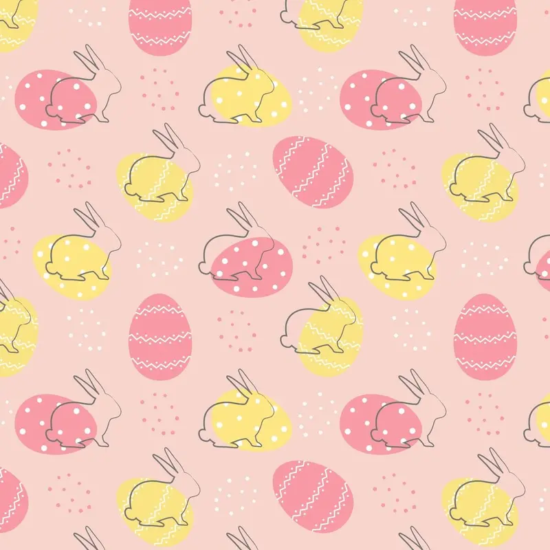 Easter Bunny Silhouette & Egg Fabric - Pink
