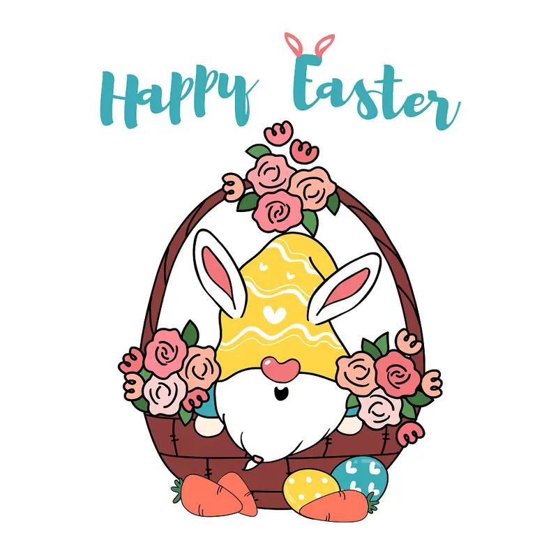 Easter Egg Basket & Gnome Fabric Panel