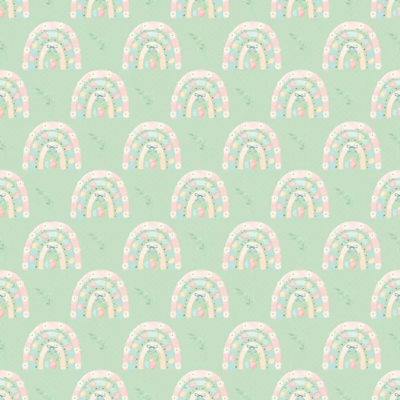 Easter Rainbow Gnomes Rainbows Fabric - Green
