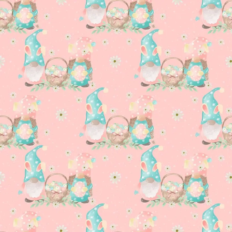 Easter Rainbow Gnomes with Basket Fabric - Pink