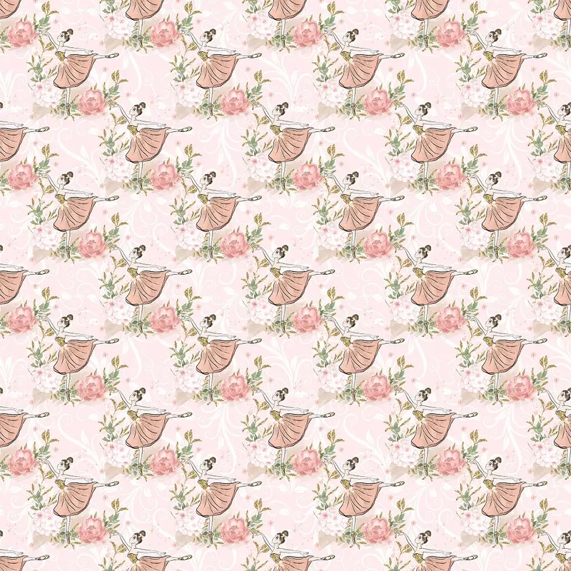Elegant Ballerina Swirl Vines Fabric - Pink