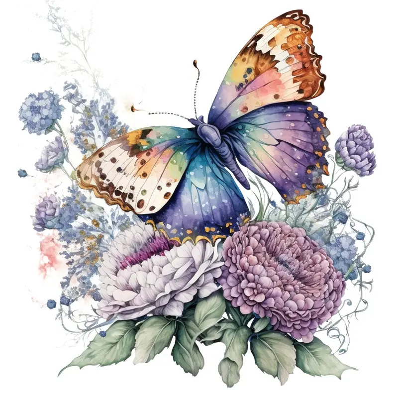 Elegant Butterfly Scene #2 Fabric Panel