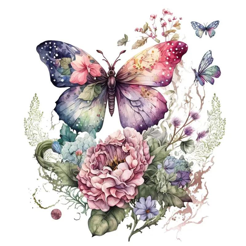 Elegant Butterfly Scene #3 Fabric Panel