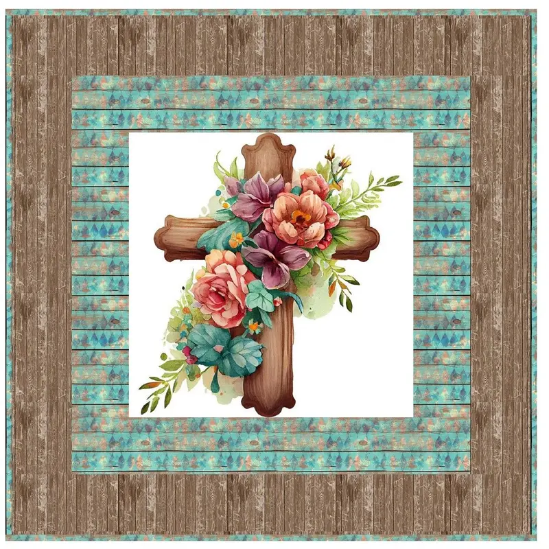 Elegant Cross and Flowers Wall Hanging 42" x 42"
