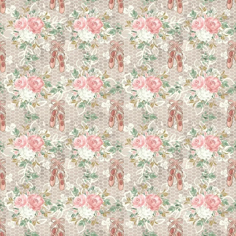 Elegant Honey Comb and Floral Bouquet Fabric - Tan