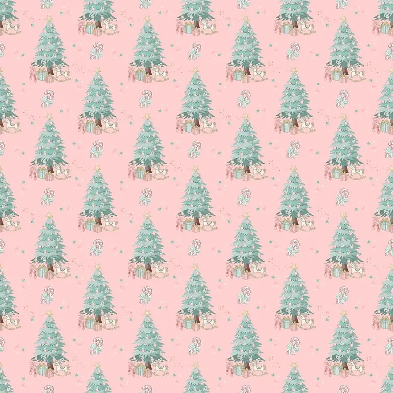 Elegant Nutcracker Christmas Trees with Candy Canes Fabric - Pink