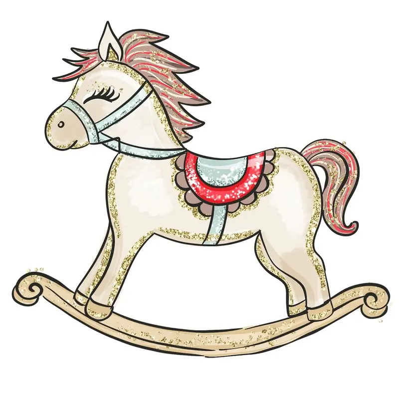 Elegant Nutcracker Rocking Horse Fabric Panel