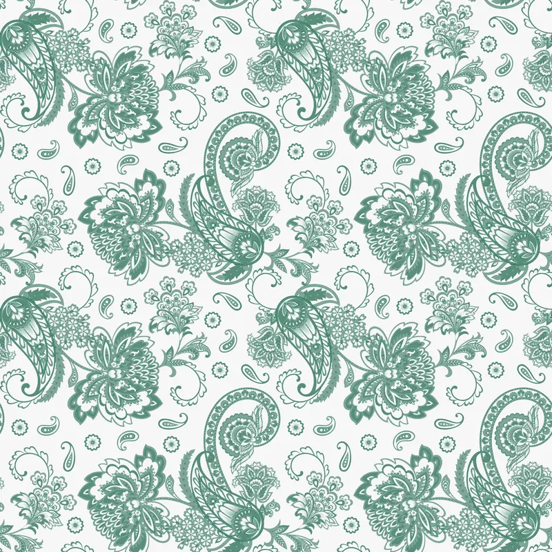 Elegant Paisleys Fabric - Hunter Green