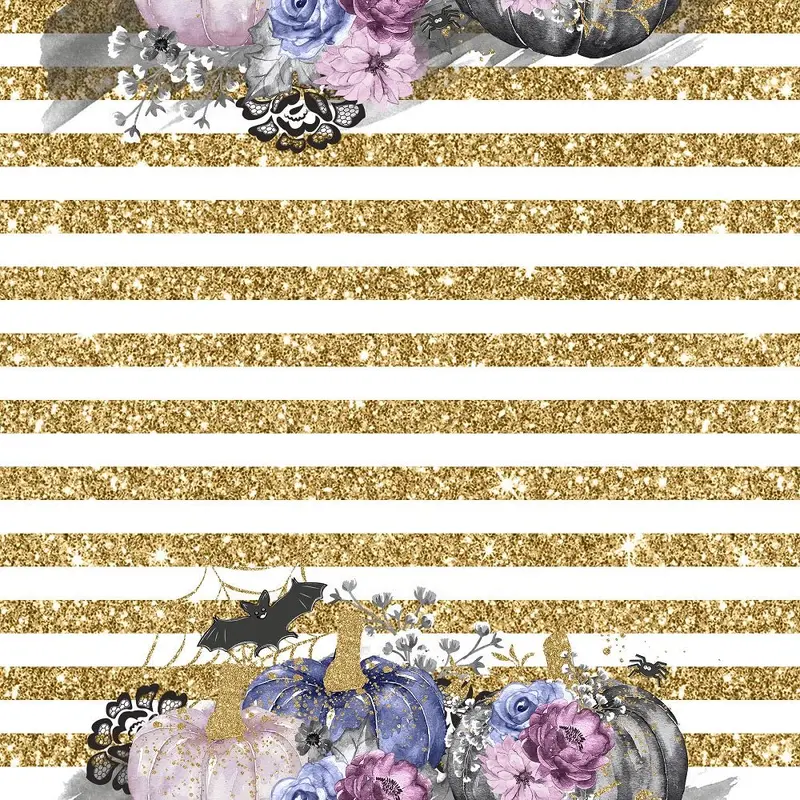 Elegant Pumpkins on Gold Stripes Fabric