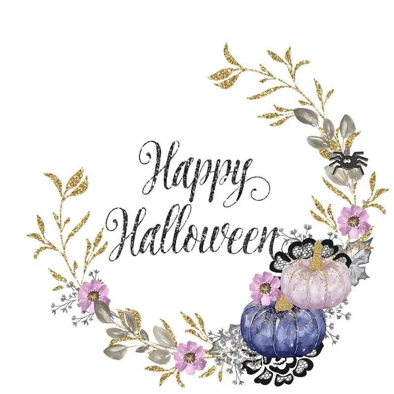 Elegant Pumpkins Wreath Fabric Panel