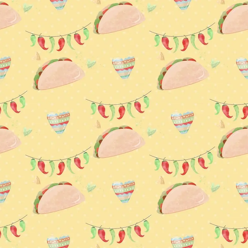 Fiesta! Tacos with Peppers Fabric - Tan