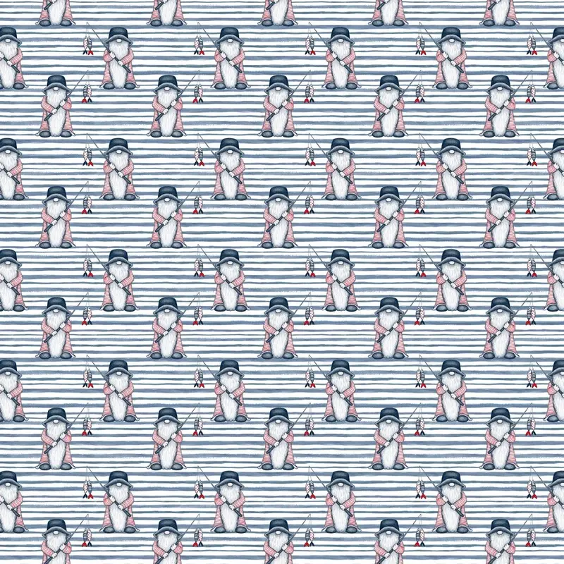 Fishermen Gnome Stripe Fabric - Navy
