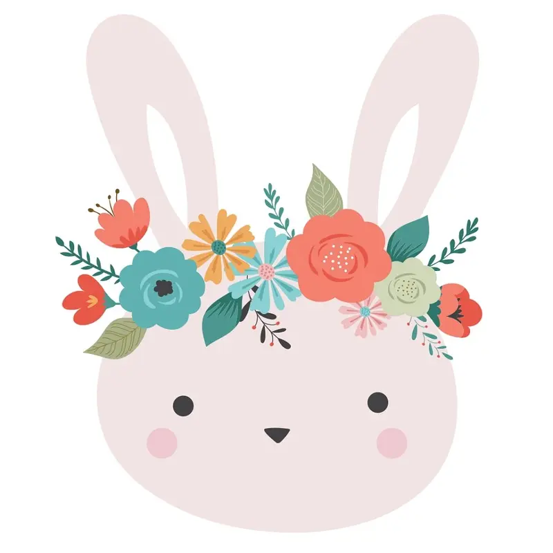 Floral Crown Bunny Fabric Panel