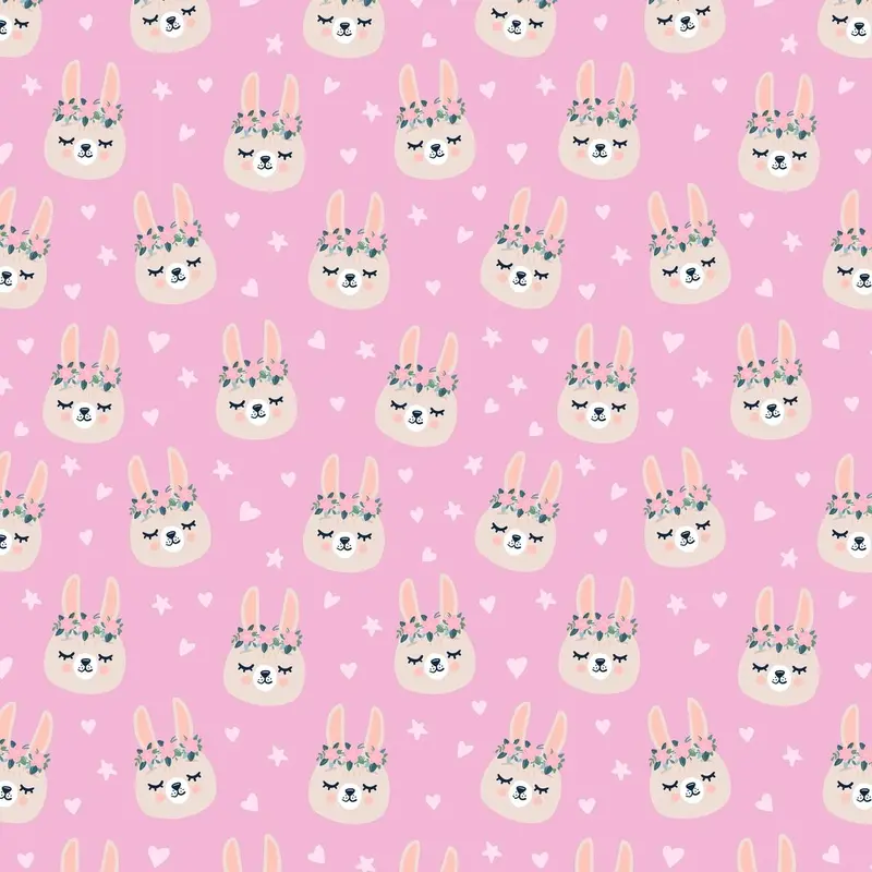 Floral Crown Llamas & Hearts Fabric