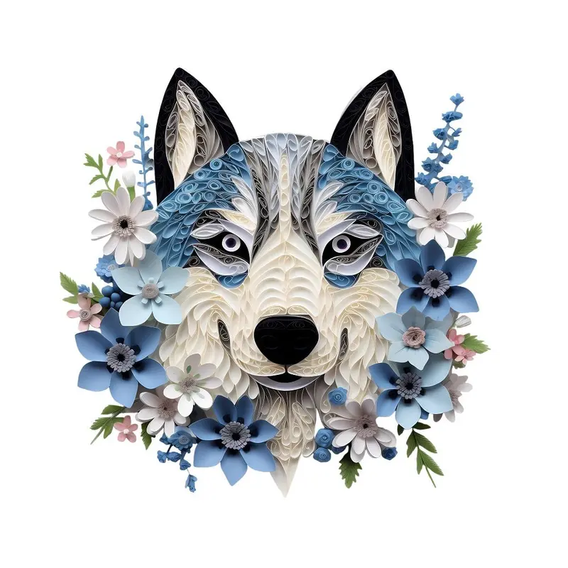 Floral Dogs #2 Fabric Panel