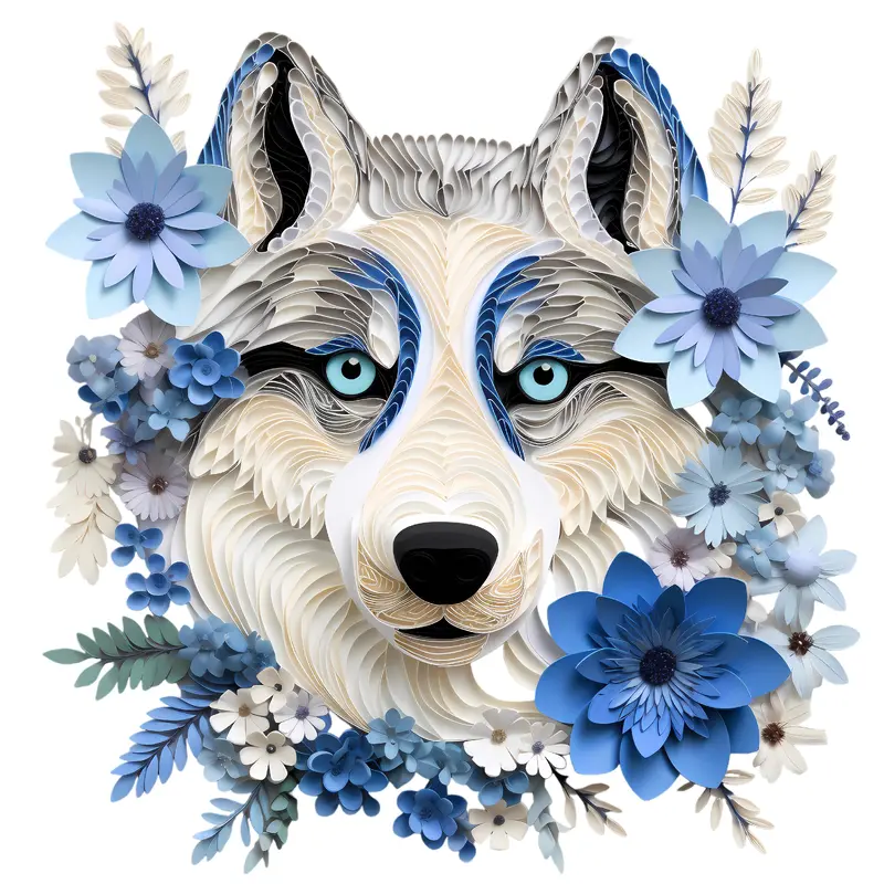 Floral Dogs #21 Fabric Panel