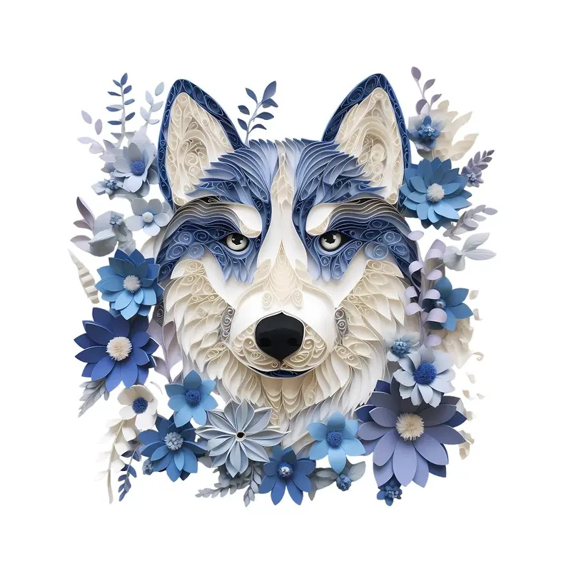 Floral Dogs #7 Fabric Panel