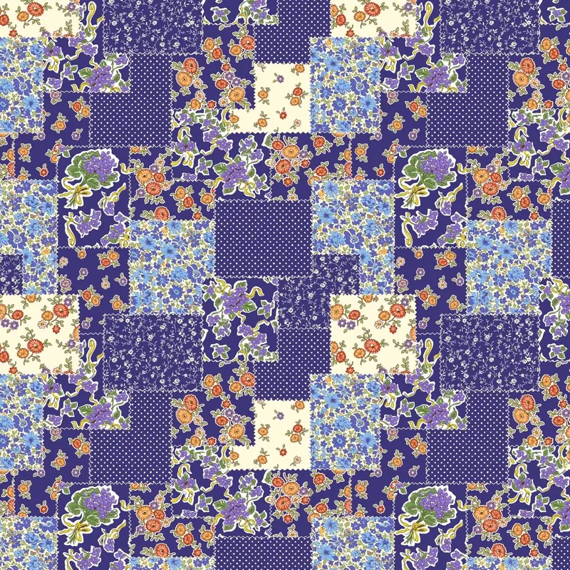 Floral Patchwork Fabric - Purple