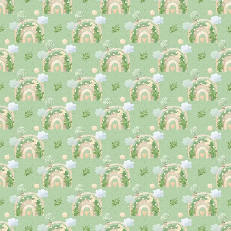 Floral Rainbows on Box Fabric - Green