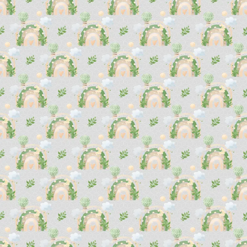 Floral Rainbows on Box Fabric - Grey