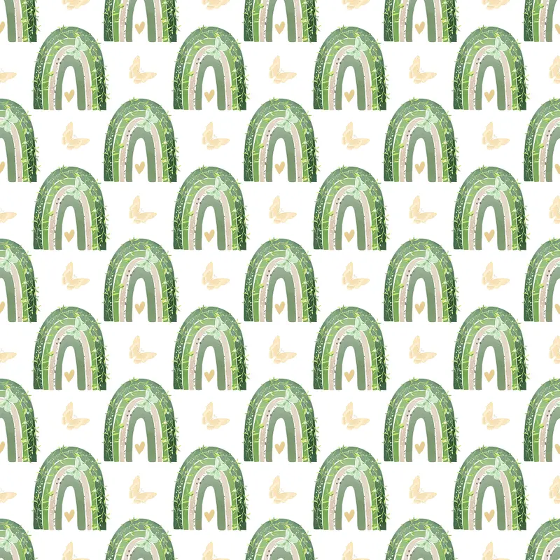 Floral Rainbows on Butterfly Fabric - White