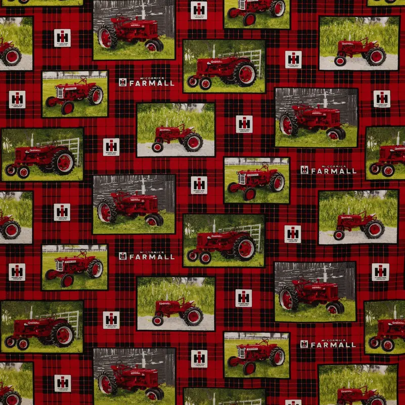 Farmall Tractor Plaid Fabric