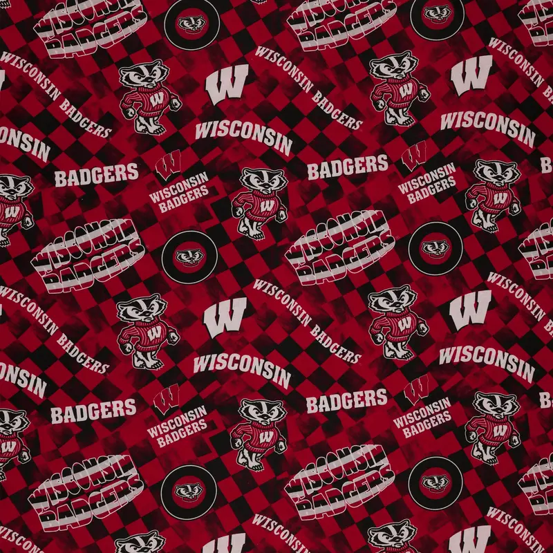 Wisconsin Badgers Allover Checker Fabric