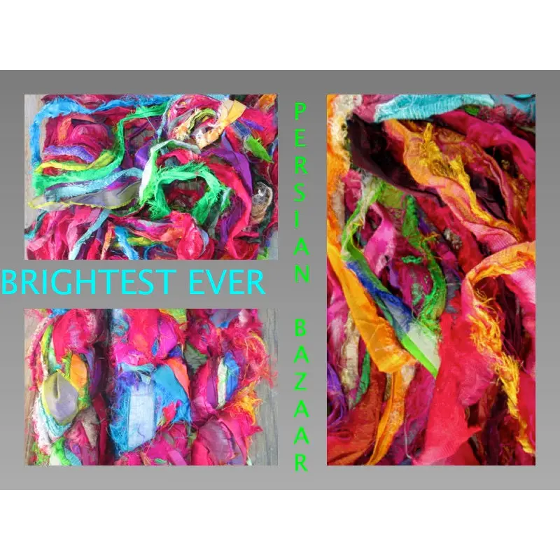 BRIGHTEST EVER! Frilly Fuzzy Persian Bazaar Ultimate Eyelash Recycled Sari Silk Ribbon