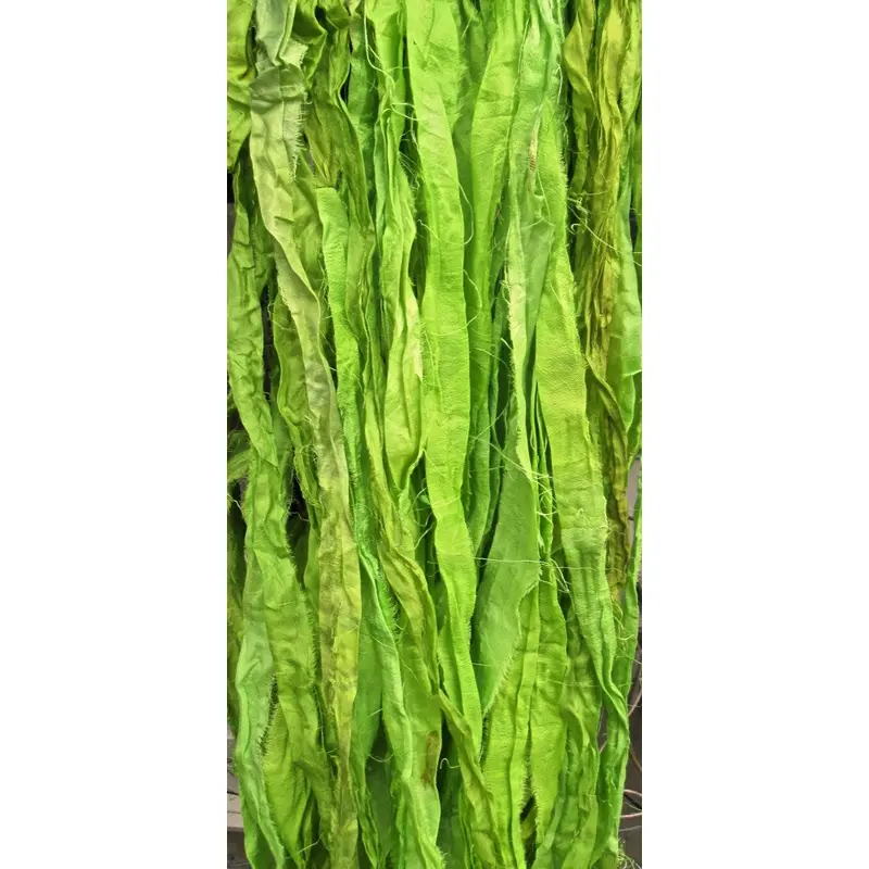 Chartreuse Recycled Sari Silk Ribbon