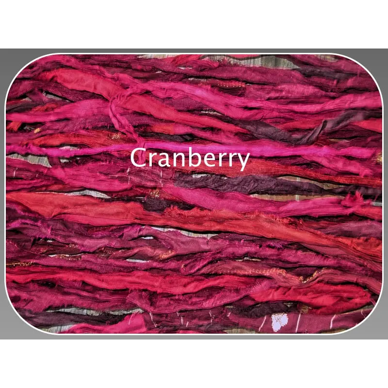 Cranberry Recycled Sari Silk Ribbon Yarn