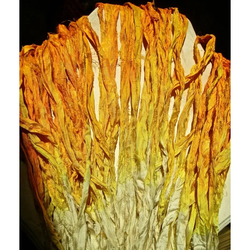 Fire & Ice Recycled Sari Silk Eyelash Ribbon 5 Yards