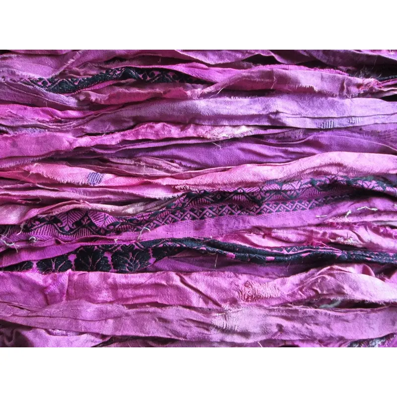 Fuchsia Recycled Sari Silk Eyelash Ribbon
